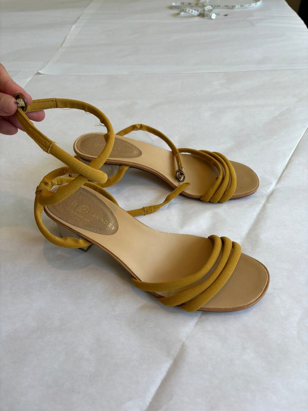Chinese Laundry Mustard Yellow Strappy Heels Size 8.5